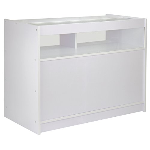 MonsterShop - B1200 Mostradore Mesas de Recepción Mueble Oficina Mostradores Peluqueria Comercial Expositor| Blanco Brillante 120cm (Anchura) x 60cm (Profundidad) x 90cm (Altura)