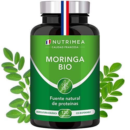 Moringa Oleifera Bio 120 Cápsulas | Superfood Antioxidante Natural Sistema Inmunológico Energía Proteina Vegetal | 330 mg Polvo Moringa con 66 mg de Proteina Apto para Veganos | Fabricado en Francia