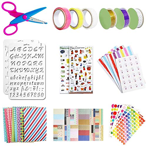 NACTECH Kit Fotos Album de Bricolaje DIY Accesorios Decorativos Scrapbook 14 Conjunto de Pegatinas Colores 6 Cintas de Encaje Adhesivas Album Fotos Scrapbooking Materiales Album