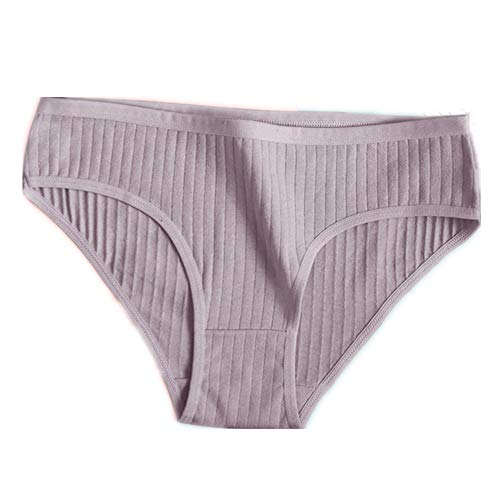 N\P Bragas de algodón suave para mujer, bragas de color liso, a rayas gris M