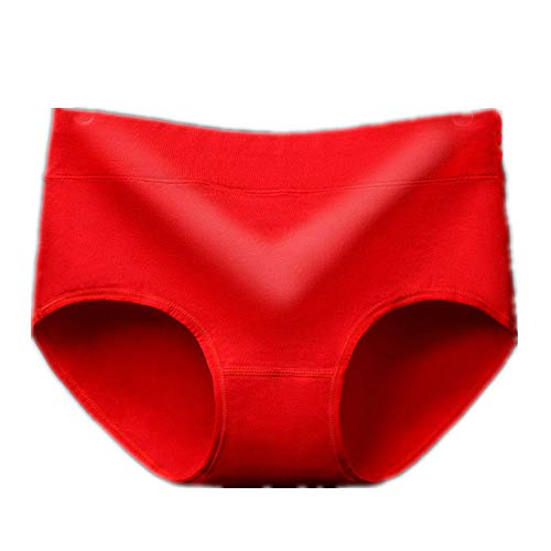 N\P Ropa interior monocromática de cintura media para mujer rojo M