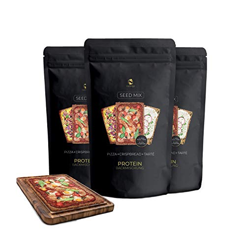 Nutringo Mezcla para Pizza protéica 3x200g | 31% Proteína sólo 9g. Carbohidratos | Sin gluten | 12x100g Pizzas o Tartes o 48x25g Pan crujiente | Para Paleo, Keto, Low Carb y Diabéticos