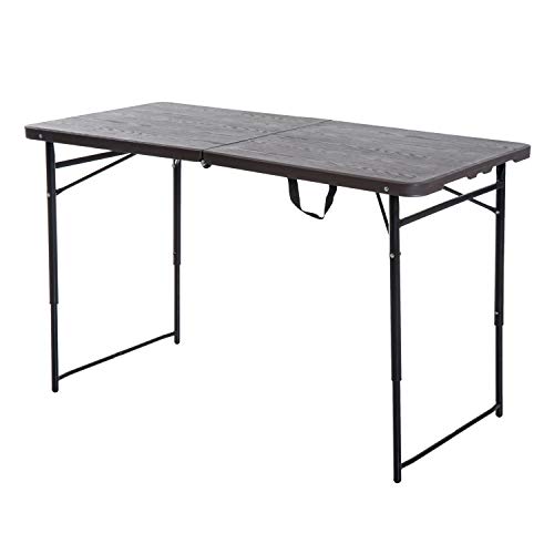 Outsunny Mesa de Camping Plegable y Portátil Tipo Mesa Buffet Auxiliar Ligera y Multiusos con Asas PP 122x61x53/71.5cm(LxAnxAl)