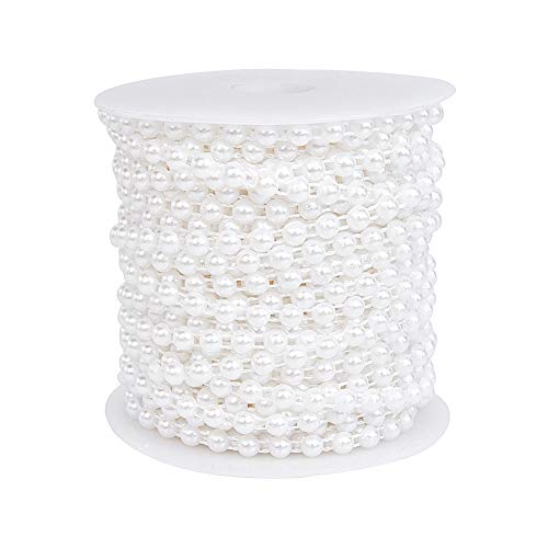 PandaHall - Cinta de perlas de plástico de 6 mm para centros de mesa de boda, color blanco