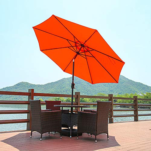 Parasol Sombrilla De Jardín Octogonal De 2.7m Mesa Basculante con Manivela para Jardines Al Aire Libre Y Patio (Naranja/Caqui) LDFZ