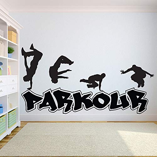 Parkour pared calcomanía deportes extremos ciudad calle baile vinilo ventana pegatina arte dormitorio adolescente sala de juegos decoración Interior