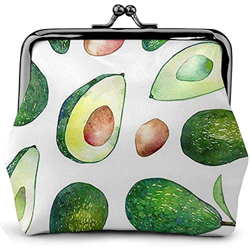 Patrón de Aguacate Monedero de Cuero Besos Cerradura Bolsa de Cambio Cierre de Cierre Vintage Hebilla Wallet-G29-AJ4