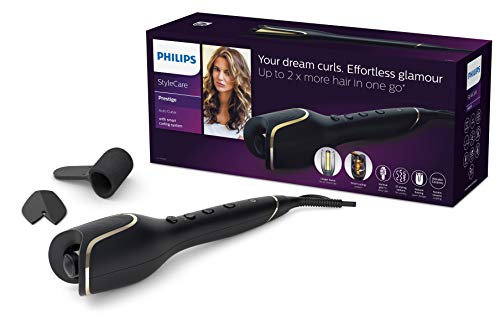 Philips StyleCare Prestige BHB876/00 - Rizador Inteligente, rizos sin esfuerzo y en menos tiempo, resultados profesionales y duraderos, 3 ajustes, gira en 3 direcciones, Negro