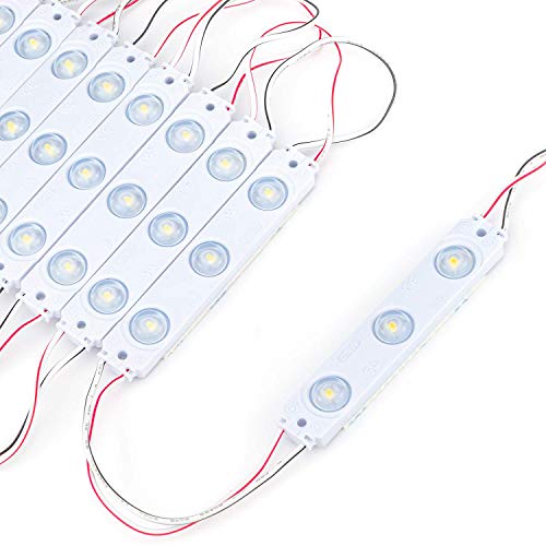 POPP® LED módulo DC12V para DIY, Iluminación LED Letras Firmar Cartelera luz, interior y exterior Impermeable 2835 SMD Pack 20,40,100 (PW 7000K Power:1.5w, Pack 100)