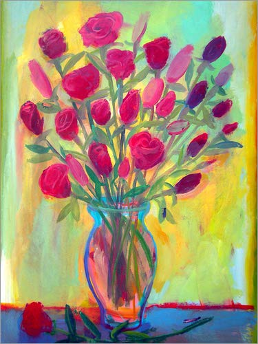 Posterlounge Cuadro de metacrilato 50 x 70 cm: Roses in Glass Vase de Diego Manuel Rodriguez