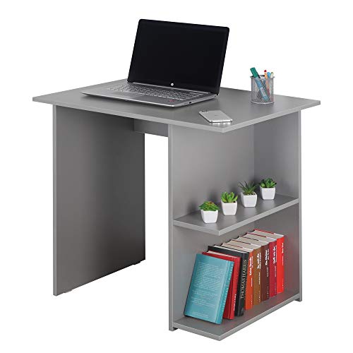 RICOO WM089-PL Escritorio pequeño 82x76x60cm Mesa Ordenador Organizador Oficina Muebles de hogar Buro PC Gaming Secreter Madera Gris