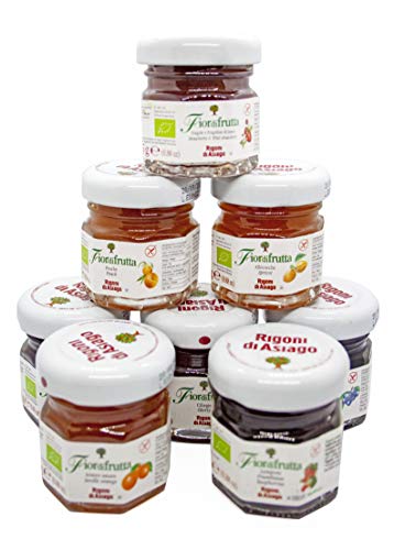 Rigoni di Asiago - Mermeladas Individuales Surtidas de 8 Sabores, 32 Tarros de Vidrio de 25 gr. Cada. Producto Tradicional Italiano