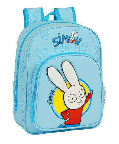 safta Mochila Escolar Infantil Animada de Simon, 260x110x340mm, azul claro