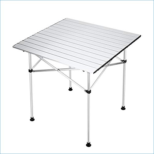 Synlyn Mesa plegable portátil de aluminio para camping, mesa plegable de jardín, 70 x 70 cm, mesa de pícnic, mesa exterior ultra ligera para camping, al aire libre, pícnic, pesca