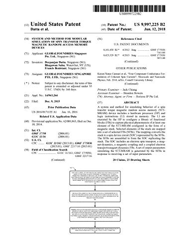 System and method for modular simulation of spin transfer torque magnetic random access memory devices: United States Patent 9997225 (English Edition)