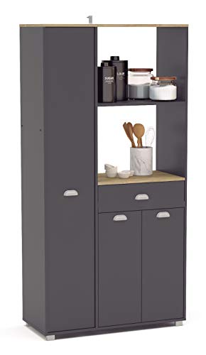 SZ Suarez Buffet Asfeld Color Gris Grafito 3puertas 1 cajón Cocina Mueble Auxiliar Almacenamiento 180x90x40 cm