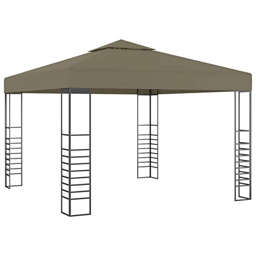 Tidyard Carpas y cenadores para Patio Cenador para Patio Pérgolas de jardín Carpa de jardín con tejado retráctil Gris Taupe 3x3m 180 g/m²