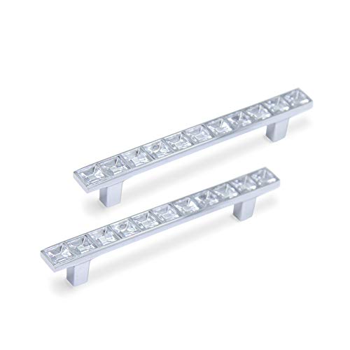 Tiradores, CAMAL 2pcs Forma de Puente Cristal Estilo Europa Rhinestone Aleación de Aluminio Puerta del Mueble Tiradores (96mm,3,78 pulgadas)