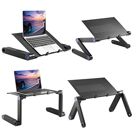 Tumdem Mesa para Ordenador Plegable Soporte para Laptop 7"-17" Portátil de Aluminio, Soporta hasta 15kg, 360 Degree Ajustable con Rejillas de Ventilación, Altura Regulable para una Postura Ergonómica