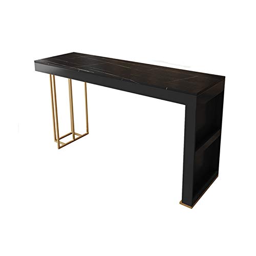 TWW Mesa de Bar de Tablero de Rock de Moda, Mesa de Comedor de Patas Altas para el hogar, Mesa de Comedor de Cocina Abierta Moderna, Mesa de Isla para Porche,Negro