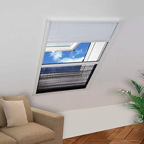 UnfadeMemory Mosquitera para Ventana con Sombrilla,Plisada para Ventanas,Cortina de Ventana para Prevenir Insectos,Mosquitos,Moscas,Avispas,Abejas,Marco de Aluminio (160x110cm)