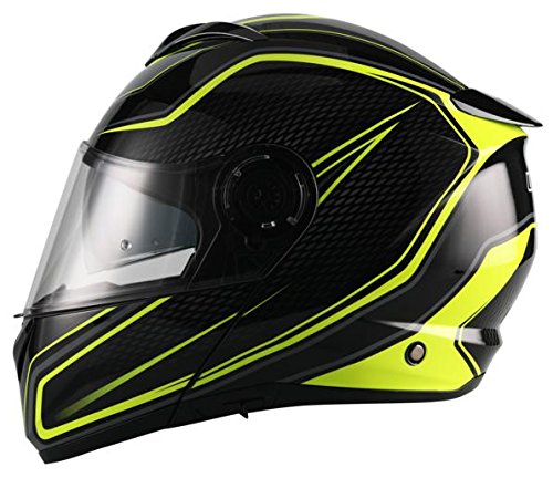 Unik Cm-13 Casco Modular con Visera Solar, Amarillo Fluorescente, L