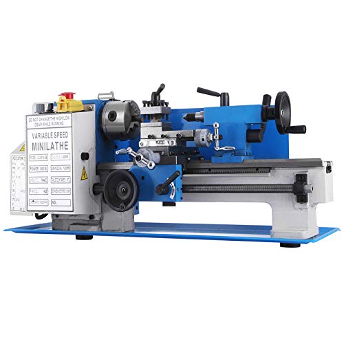 VEVOR Mini Torno de Metal 180mm x 300mm 550W, Velocidad Variable 2250RPM, Torno de Trabajo de Madera de Metal Automático con Mandril Autocentrante de 3 Mordazas