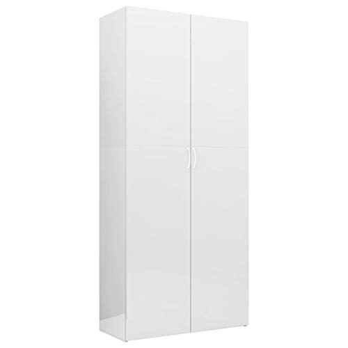 vidaXL Armario Escobero Almacenaje Productos Limpieza Mueble Despensa Almacenamiento Auxiliar Alto 2 Puertas 6 Estantes Blanco Brillo 80x35,5x180 cm