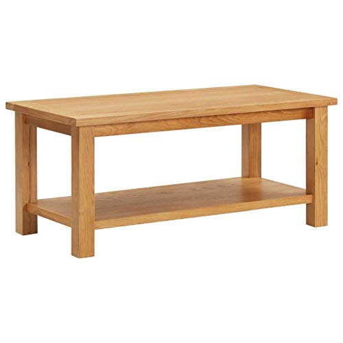 vidaXL Madera Maciza de Roble Mesa de Centro Auxiliar Mesita de Salón Lateral para Teléfono Té Café de Sofá Hogar Sala de Estar 110x55x40 cm