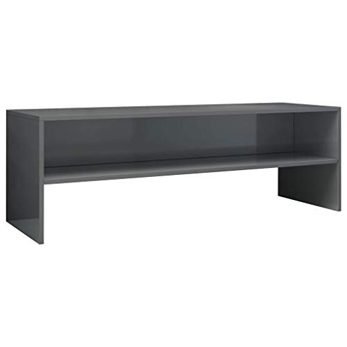 vidaXL Mueble TV Estante Mesa Baja Televisión Aparador Televisor Módulo Diseño Simple Compartimento Salón Comedor Habitación Aglomerado Gris Brillo