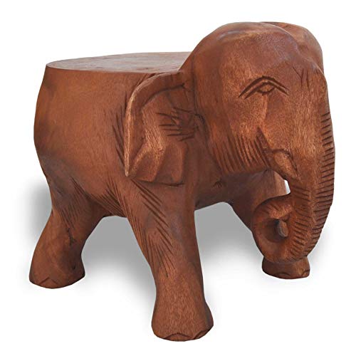 Wilai Pequeña Mesa Elefante, Pedestal, Fabricada en la Mano, importada por Tailandia (10998)