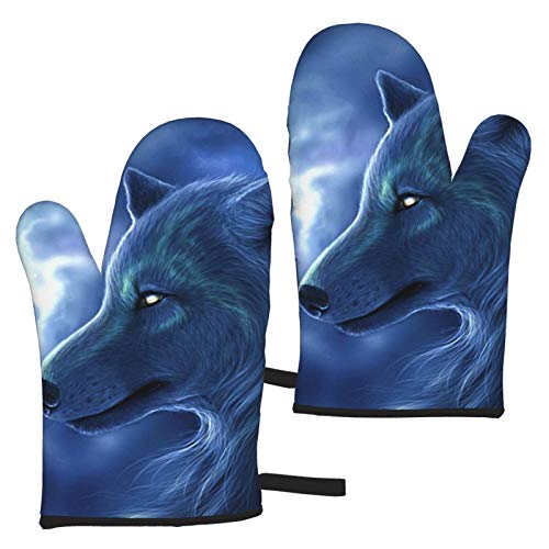 Ye Hua Furious Animal Mountain Dog Oven Mitts Heat Resistant Kitchen Mitts with Soft Cotton Lining and Non-Slip Surface Safe for Baking, Cooking