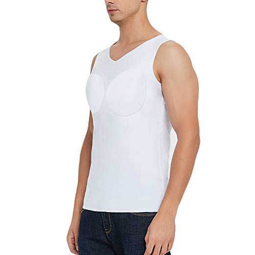 Ypnrd Hombres Falso Muscular Chaleco Simulación Módulo Bajo Collar Completamente Ropa Interior Invisible,S