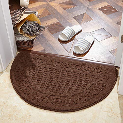 yqs Felpudo Alfombras de Piso Semi-círculo Doormat Terry Tela Entrada baño almera a Prueba de Polvo Antideslizante Cocina área Pads Pasillo Alfombras 40x63cm Coffee