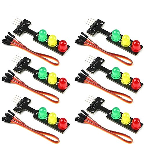 ZHITING 6 Piezas 5V Mini Módulo de Pantalla LED de semáforo Rojo Amarillo Verde 5mm LED Mini-Semáforo Bloques de construcción electrónicos, con 6 Piezas 4Pin Du-Pont Wire para