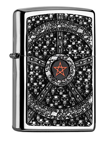 Zippo 2.005.043 Mechero con diseño de Calavera de Pentagrama Collection Spring 2016, de Alto Brillo Cromado