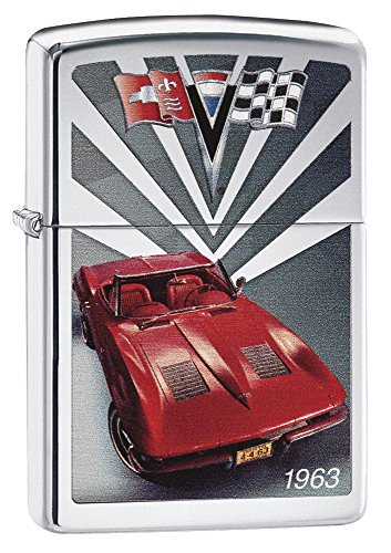 Zippo Corvette 1963 Mechero de Gasolina, latón, Aspecto de Acero Inoxidable, 1 x 6 x 6 cm