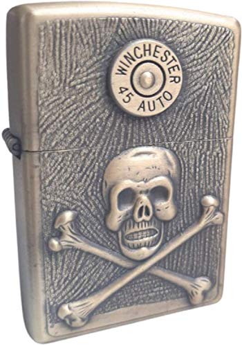 Zippo - Mechero de metal resistente al viento, diseño de calavera con líquido Zippo