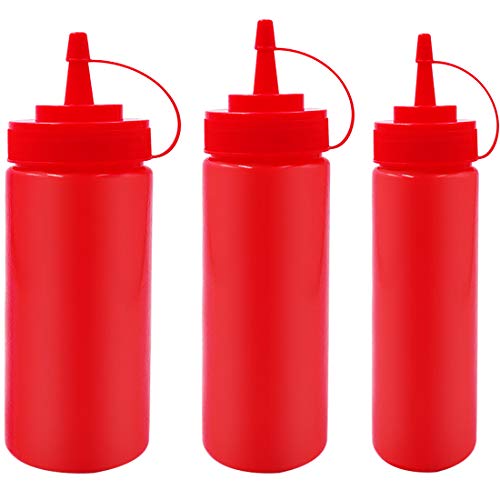 ZSWQ Pack de 3 Squeeze Bottle Botellas de Plastico Grandes con Tapas de Rosca Ninguna Fuga, Sin BPA para Condimentos, Salsa de Tomate, Mostaza, Mayonesa, Salsa Picante Y Aceite De Oliva