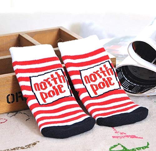 1 par de algodón, Invierno, otoño, bebés, niñas, niños, niños, Calcetines, niños, Felpa, Copo de Nieve, Papá Noel, Oso de Navidad, Regalo, Cosas -Striped-1 to 3 Years