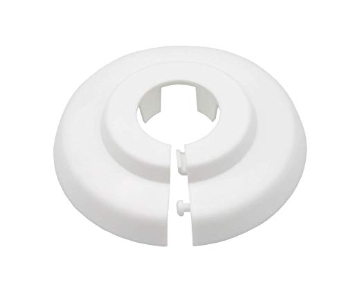 10 Piezas de rosetones para tubos de calefacción, para tubo diámetros: 12mm, 15mm, 16mm, 18mm, 22mm, 28mm, 35mm; protectoras radiador/ rosetas/ cubiertas, plástico blanco, polipropileno (12mm)