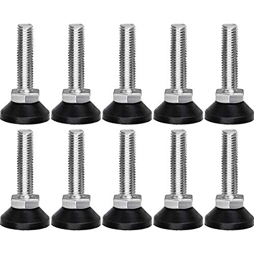 10 Piezas Patas Ajustables Regulables para Muebles M10x40mm, Nivelador de Muebles Pies Ajustable Niveladores Base de Goma para Sillas de Mesa - Capacidad de Carga: Hasta 150 kg