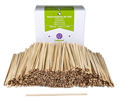 1000 paletinas de café de Madera de 14 cm. Palitos de café Desechables, Palitos removedores de café. agitadores de café y té. Palos para manualidades.