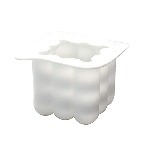 1PC 3D Cube Vela Moldes, Velas moldea DIY 3D Cubo de Silicona Molde para la Pasta de azúcar Artesanía Adornos Vela perfumada Cera de Soja jabón Blanco Grande