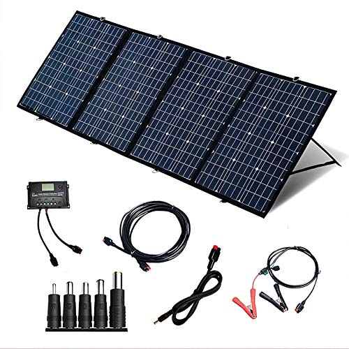 240W Cargador Solar 12V Kit de Panel Solar Plegable Impermeable Módulo Solar con Puerto de Salida 18V Controlador 20A + Cable Anderson 5M para Teléfonos,Techo, Camping,RV(240W)
