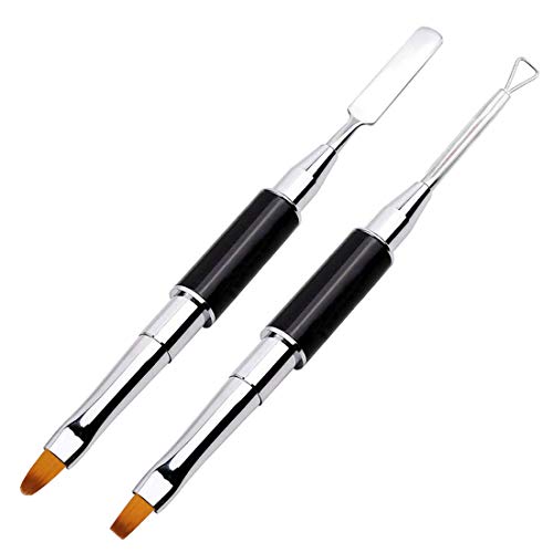 2pcs de acero inoxidable Steelgel Poly Gel Nail Brush Herramienta de forma de rebanada de extremo doble para uñas construcción de extensión de puntas