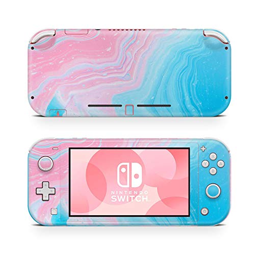 46 North Design Switch Lite Skin Vinyl Stickers, Ombre Degrade Rosa Pastel Azul Pálido Mármol Ágata Granito Brillo Cuarzo Rosa Verano, Alta calidad, Durable, Sin burbujas, Made in Canada