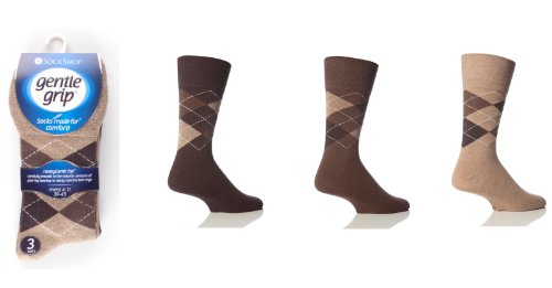 6 Pares Hombres Suave Grip HoneyCombe Top Calcetines No Elásticos by Drew Brady / Vario Color Diseños para elegir / Tallas GB 6-11 y 12-14 - algodón, Marrón Rombos, 19% poliamida 10% nailon 2% elastano 69% algodón, mujer, UK 6-11 Eur 39-45