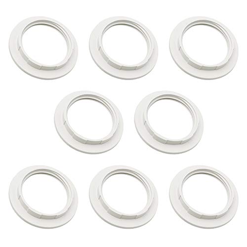 8 Piezas Reductor de Anillo de Pantalla de Lámpara E27 Convertidor Adaptador Anillo de Pantalla de Lámpara de Plástico (interior 38mm) Blanco