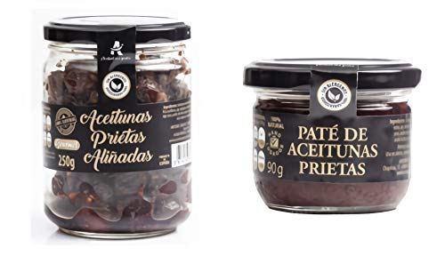 Aceitunas Prietas negras deshidratadas Katamala española 100% + Pate de Aceitunas Prietas Tapenade Olivada (PACK 2)